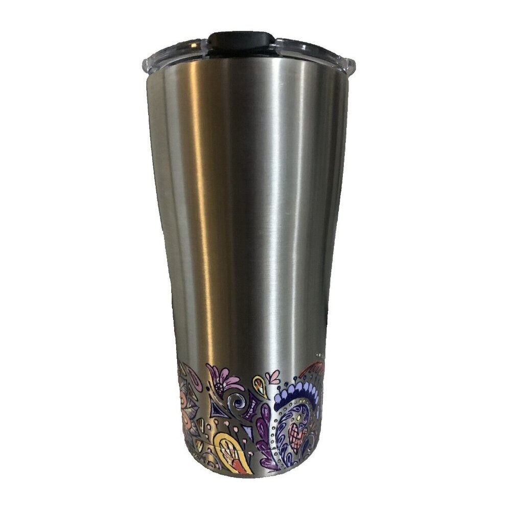 Tervis x Ivory Ella Zen DOODLE 20 Oz w/ Lid Stainless Tumbler Elephant Paisley - Picture 2 of 4